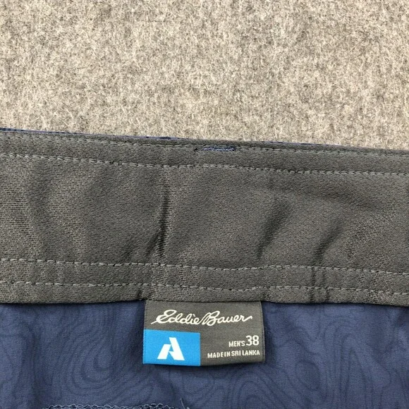 Eddie Bauer Shorts Mens 38 Blue Topo Print Hiking Zip Pockets Outdoor Trail - Picture 5 of 10